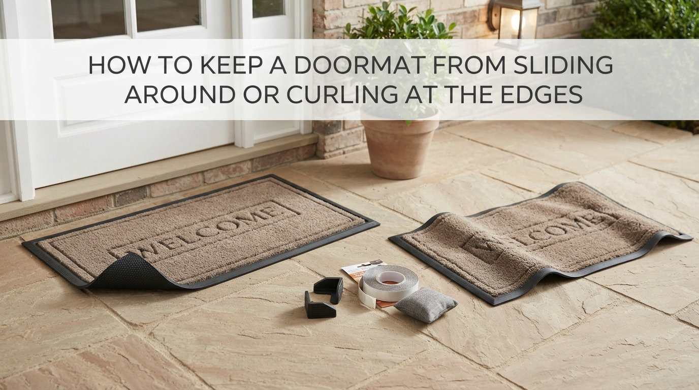 How to keep a doormat from sliding around or curling at the edges