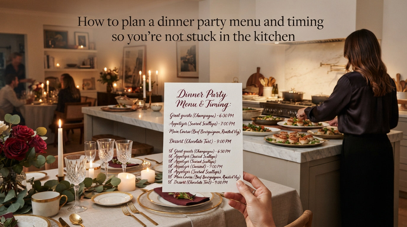 How to plan a dinner party menu and timing so you're not stuck in the kitchen