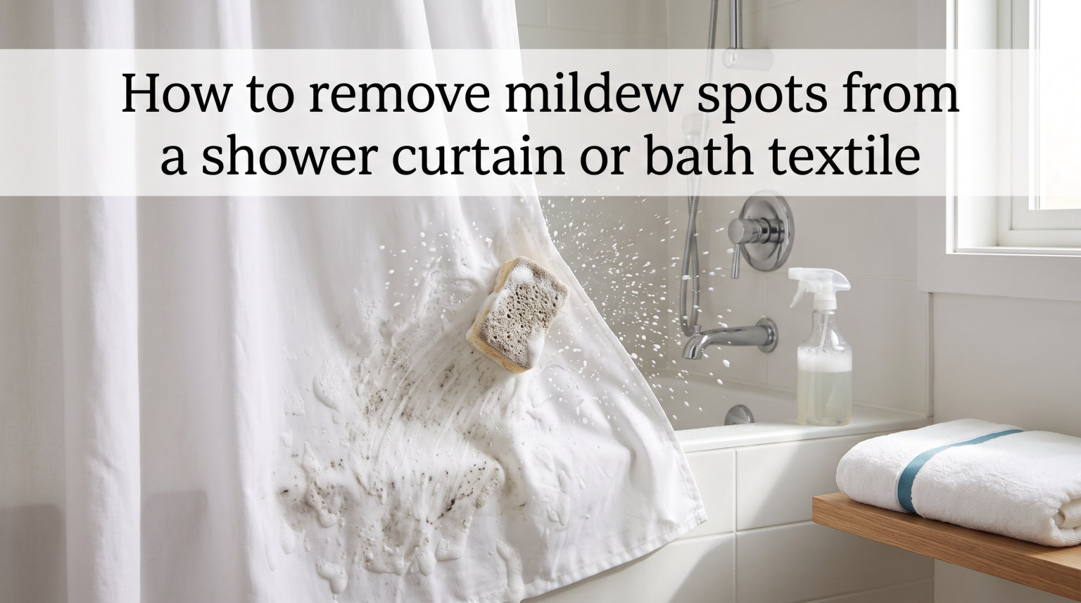 How to remove mildew spots from a shower curtain or bath textile