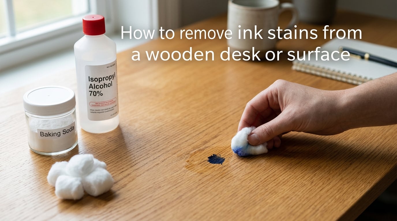 How to remove ink stains from a wooden desk or surface