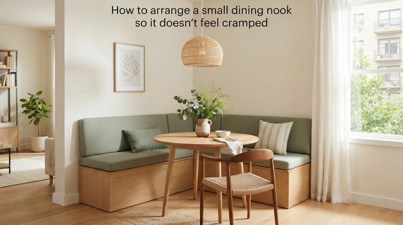 How to arrange a small dining nook so it doesn't feel cramped