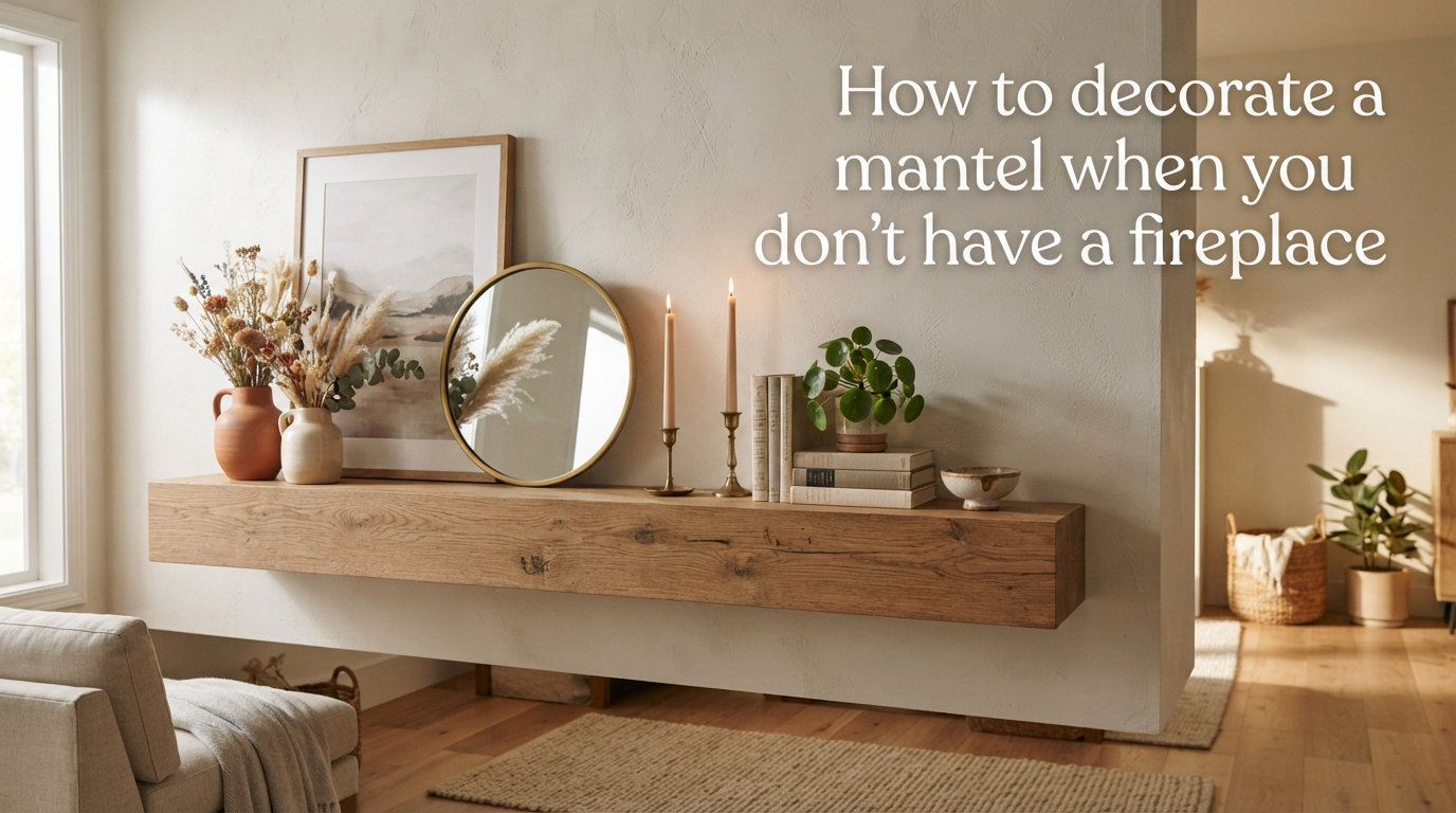 How to decorate a mantel when you don't have a fireplace