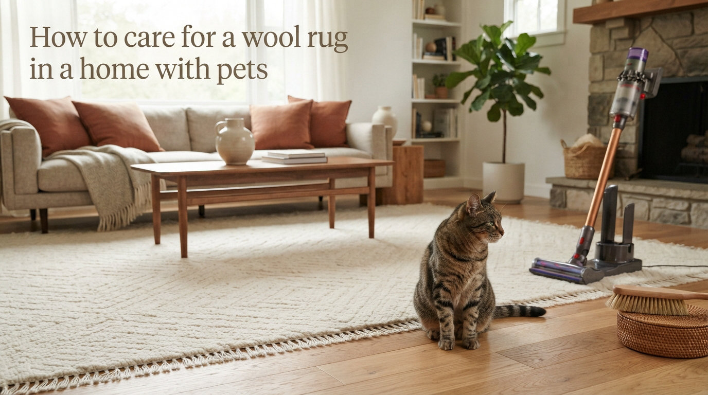 How to care for a wool rug in a home with pets