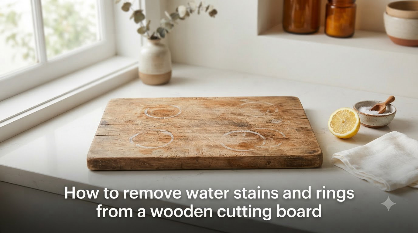 How to remove water stains and rings from a wooden cutting board