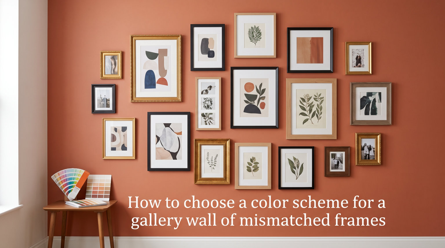 How to choose a color scheme for a gallery wall of mismatched frames