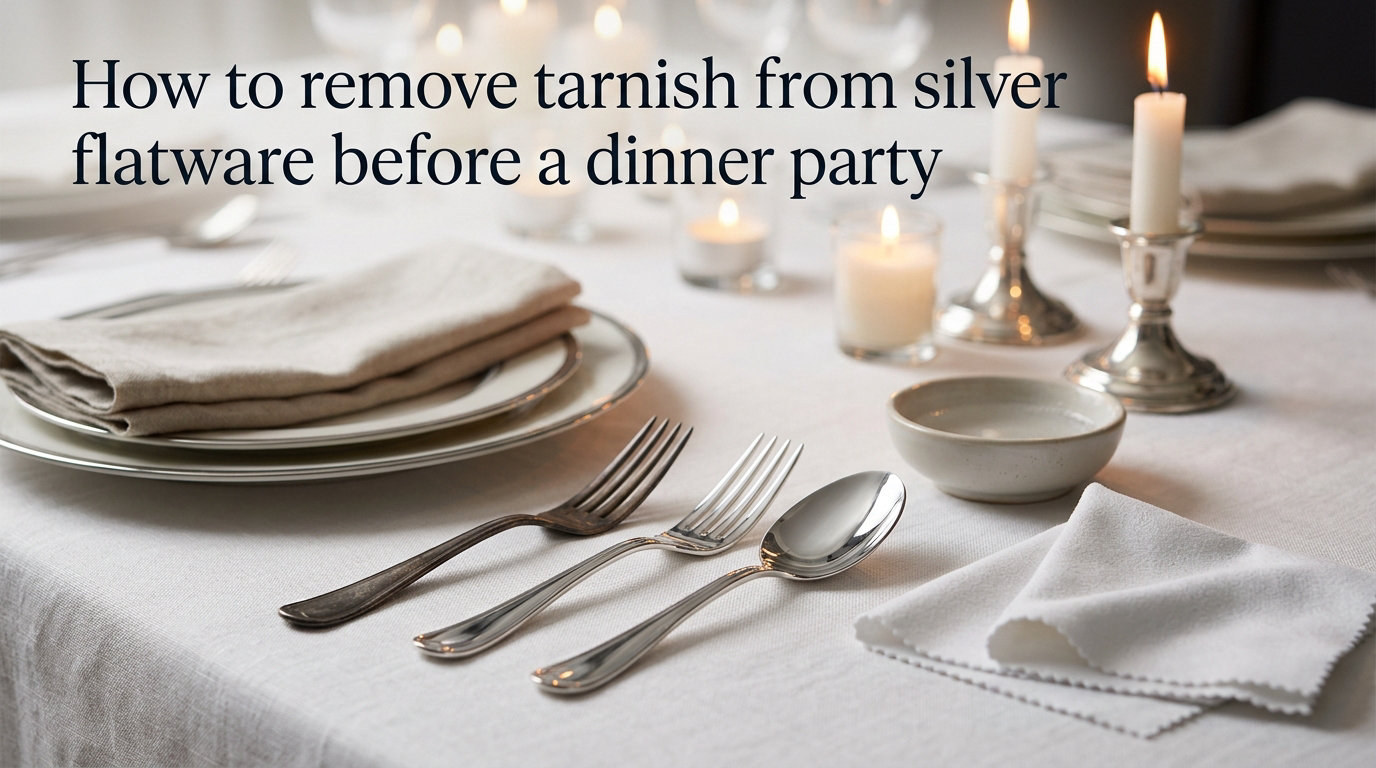 How to remove tarnish from silver flatware before a dinner party