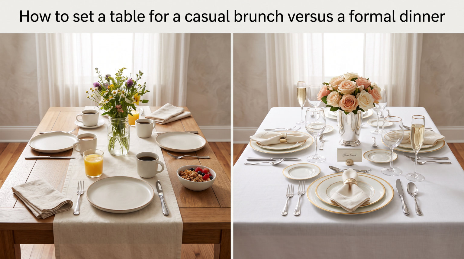 How to set a table for a casual brunch versus a formal dinner