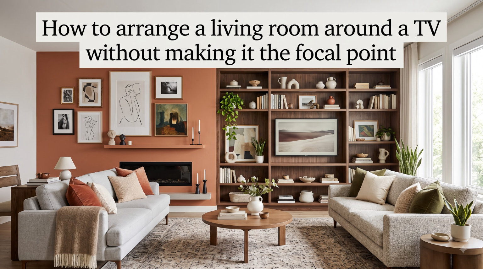 How to arrange a living room around a TV without making it the focal point