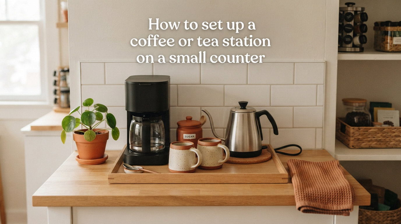 How to set up a coffee or tea station on a small counter