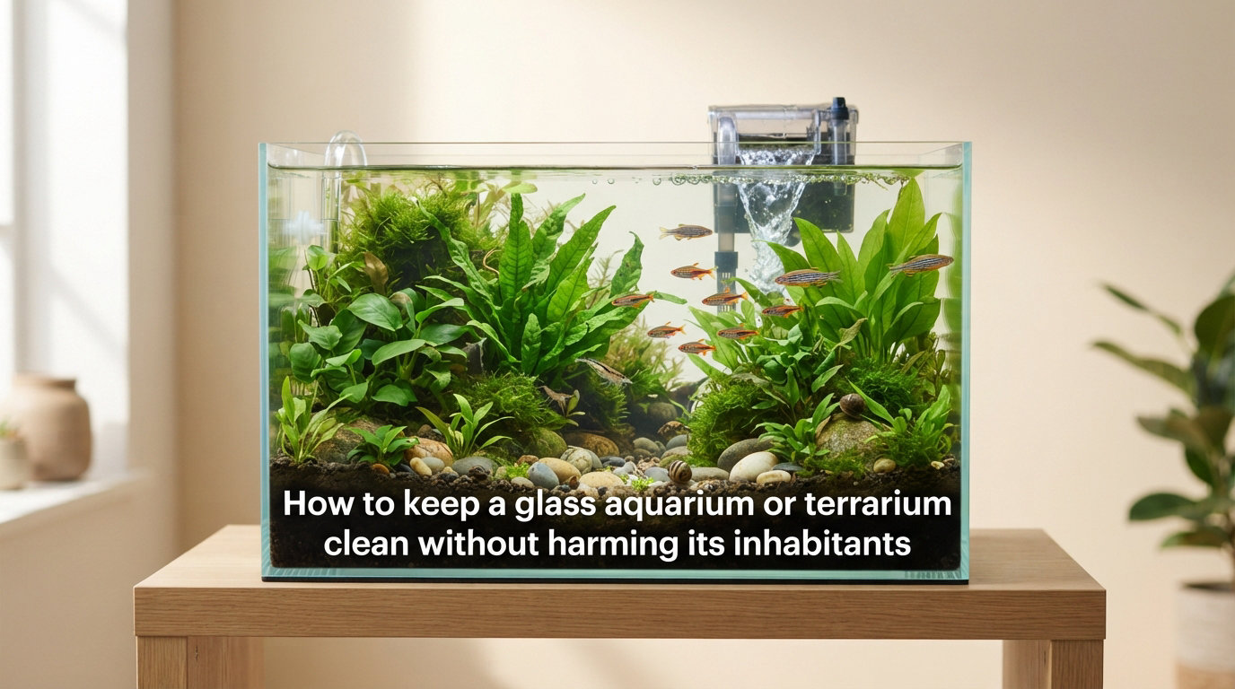 How to keep a glass aquarium or terrarium clean without harming its inhabitants
