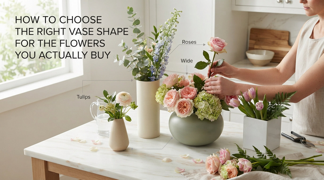 How to choose the right vase shape for the flowers you actually buy