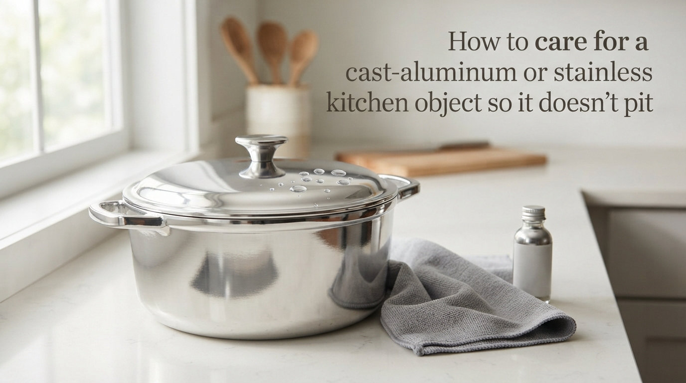 How to care for a cast-aluminum or stainless kitchen object so it doesn't pit