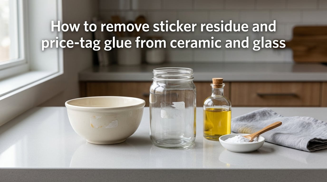 How to remove sticker residue and price-tag glue from ceramic and glass