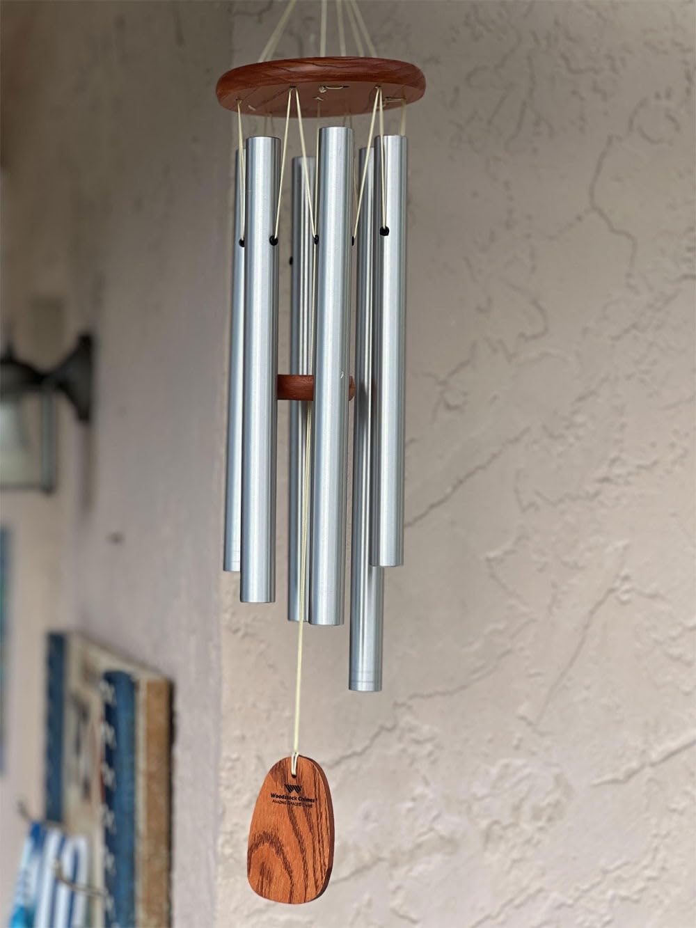 Woodstock Wind Chimes Original Amazing Grace Chime, Memorial Chimes for Outside, Outdoor Decor for Patio, Porch, Garden, Sympathy Chime, Silver, 24