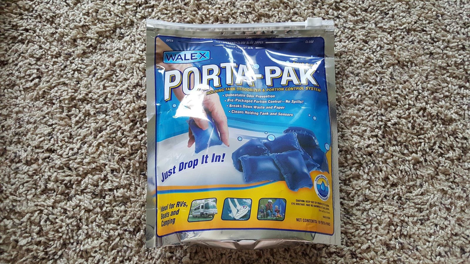 Walex Porta-Pak RV Toilet Treatment Drop-Ins - Fresh Scent, 10-Pack | RV black tank treatment, Controls odors better than any other product on the market, Works in 100°F+ heat, Fresh scent customer photo 2