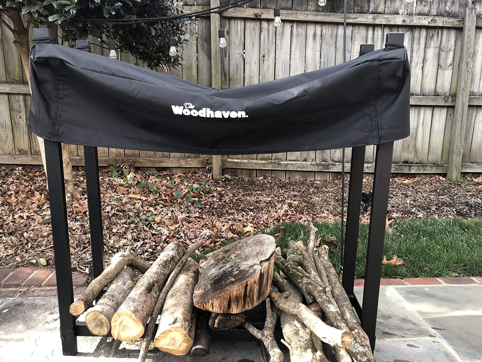 Woodhaven Black 4 Foot - Heavy Duty Made In USA - Indoor Outdoor - 1/4 Cord Firewood Storage Log Rack With Seasoning Cover Combo Set customer photo 2