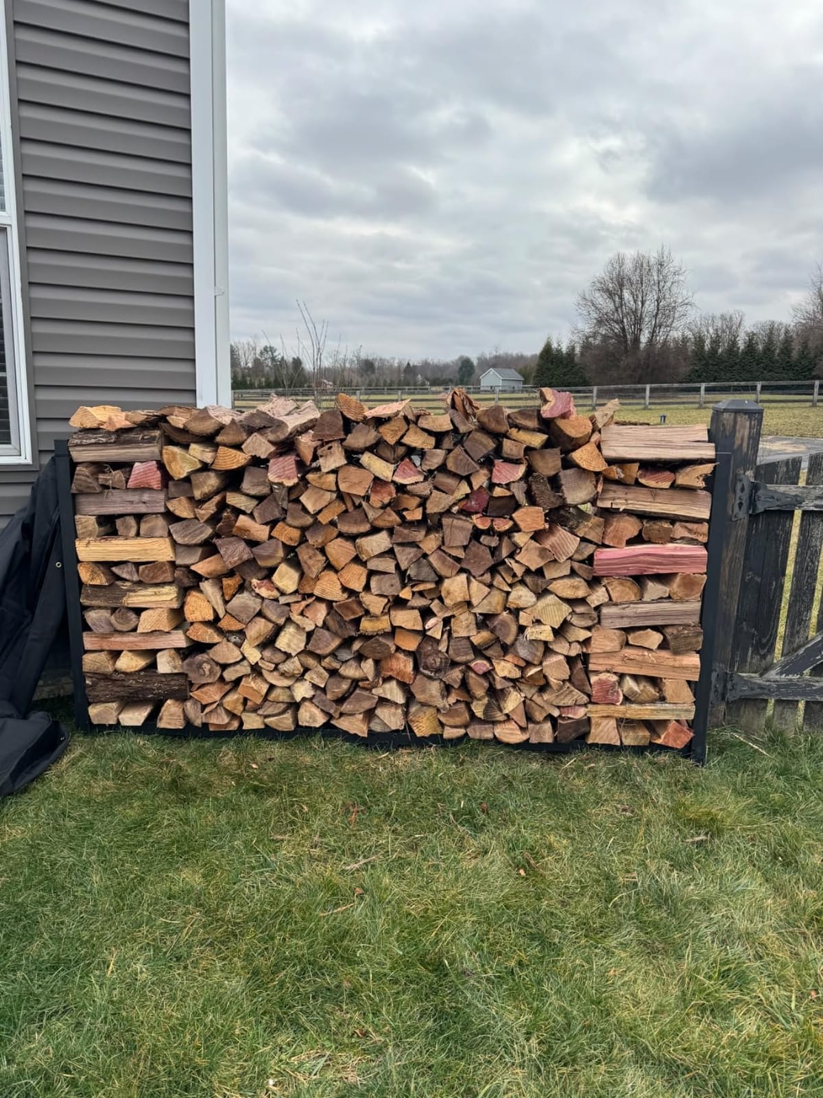 Woodhaven 8-Foot Firewood Rack - American Brand - 1/2 Cord Raised Lumber Storage Rack - Heavy-Duty Steel, Lifetime Structural Warranty (With Cover) customer photo 2