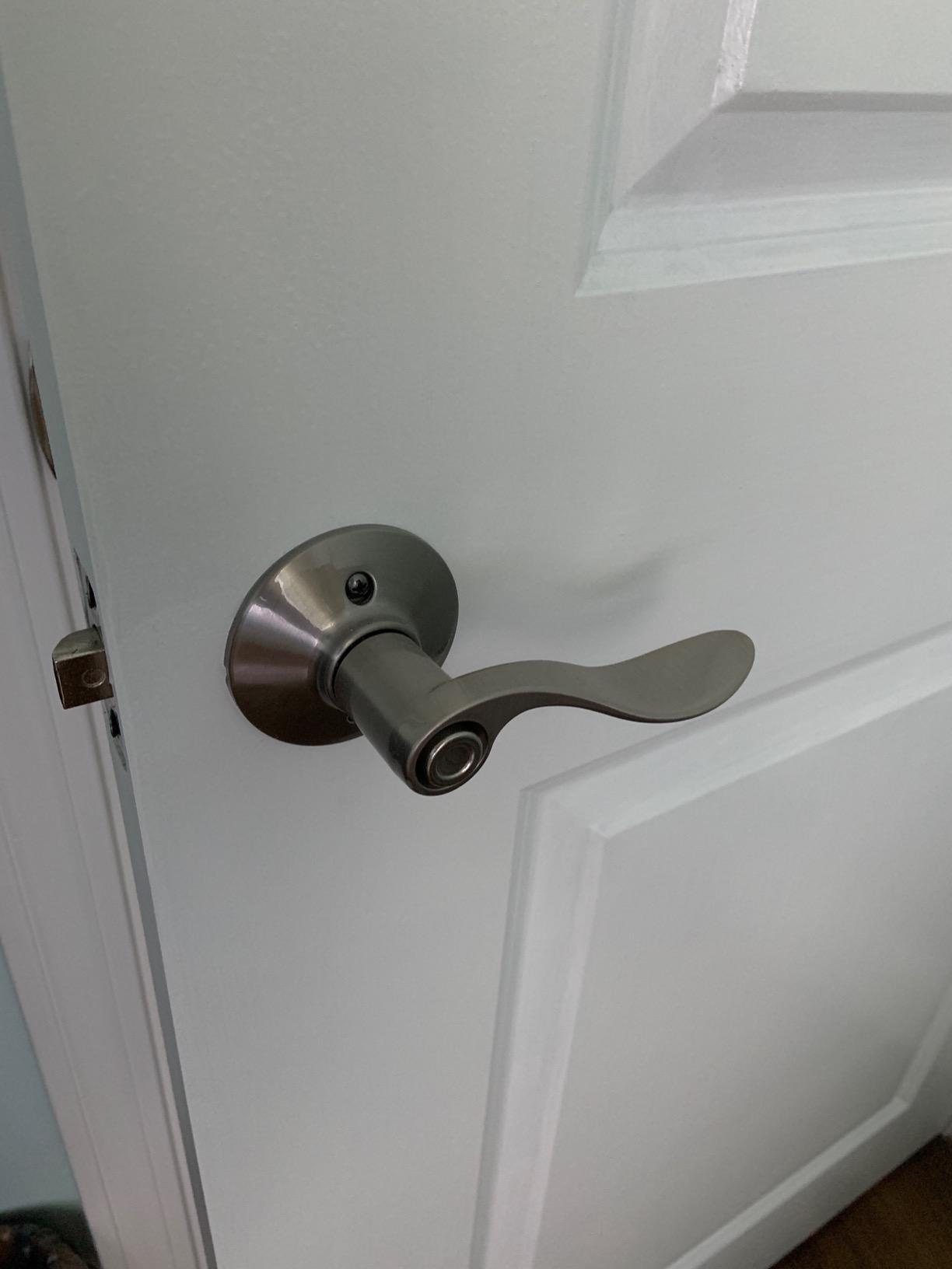 Schlage Accent Bed/Bath Privacy Door Handle with Lock, Satin Nickel - Interior bedroom or bathroom door lever with push button lock, Reversible, Easy install, Certified durability, Universal fit customer photo 2