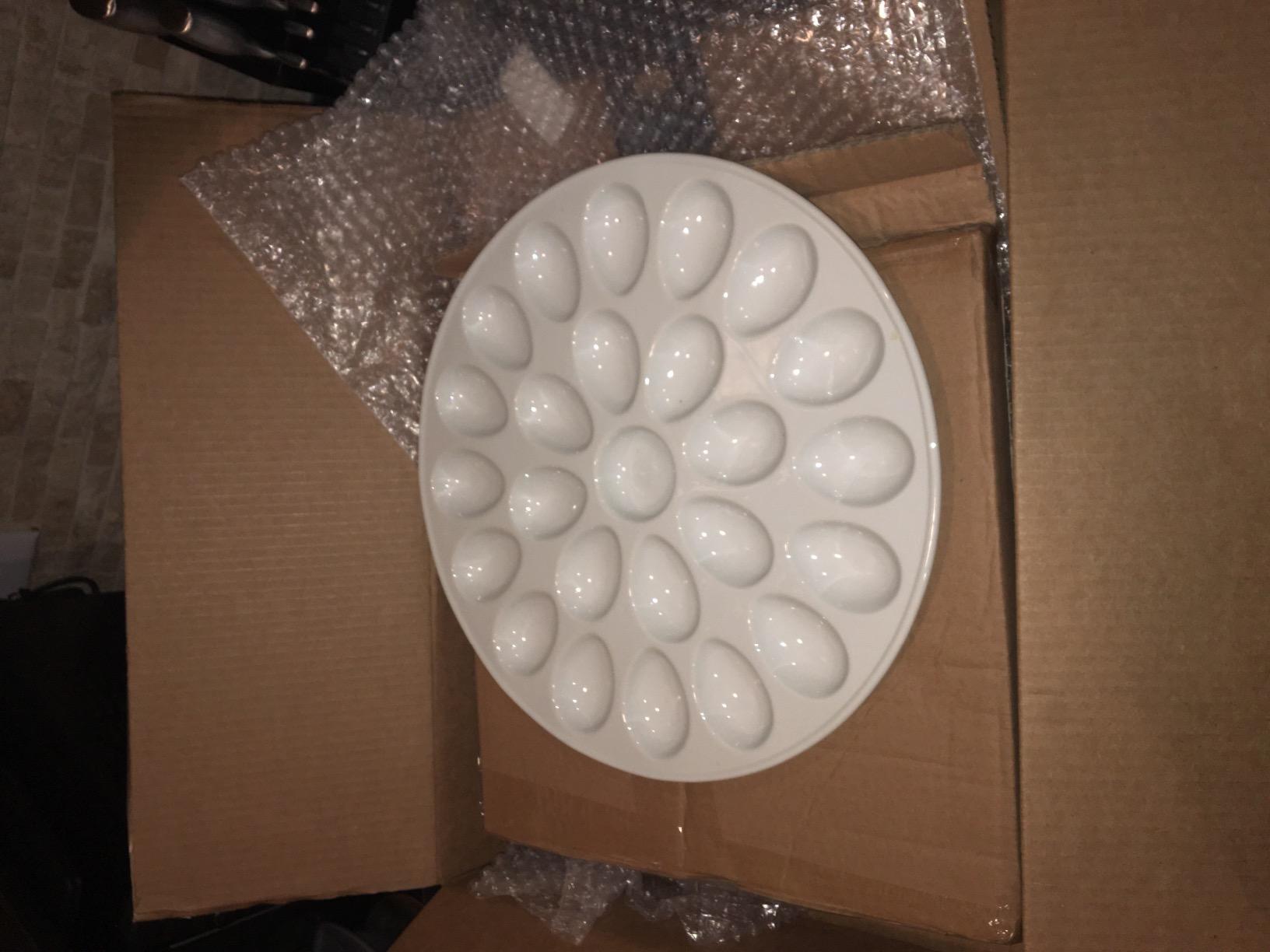 HIC Kitchen Deviled Egg Dish, 13.25-Inch, Fine Porcelain, Holds 24 | 24 Egg Wells, Center Seasoning Well, Lead And Cadmium Free, Freezer, Microwave, Oven Safe, Dishwasher Safe customer photo 1