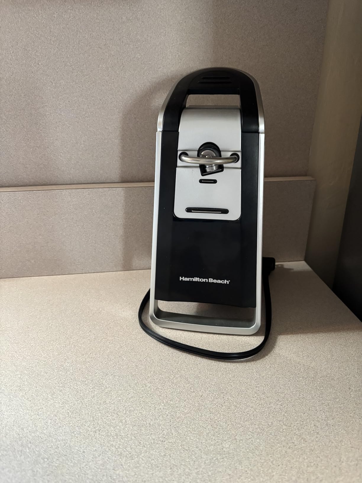 Hamilton Beach Smooth Touch Electric Can Opener With Easy Push Down Lever | Opens All Standard, Extra-Tall & Pop-Top Cans | Includes Stainless Steel Scissors | Black & Chrome | 76607J customer photo 2
