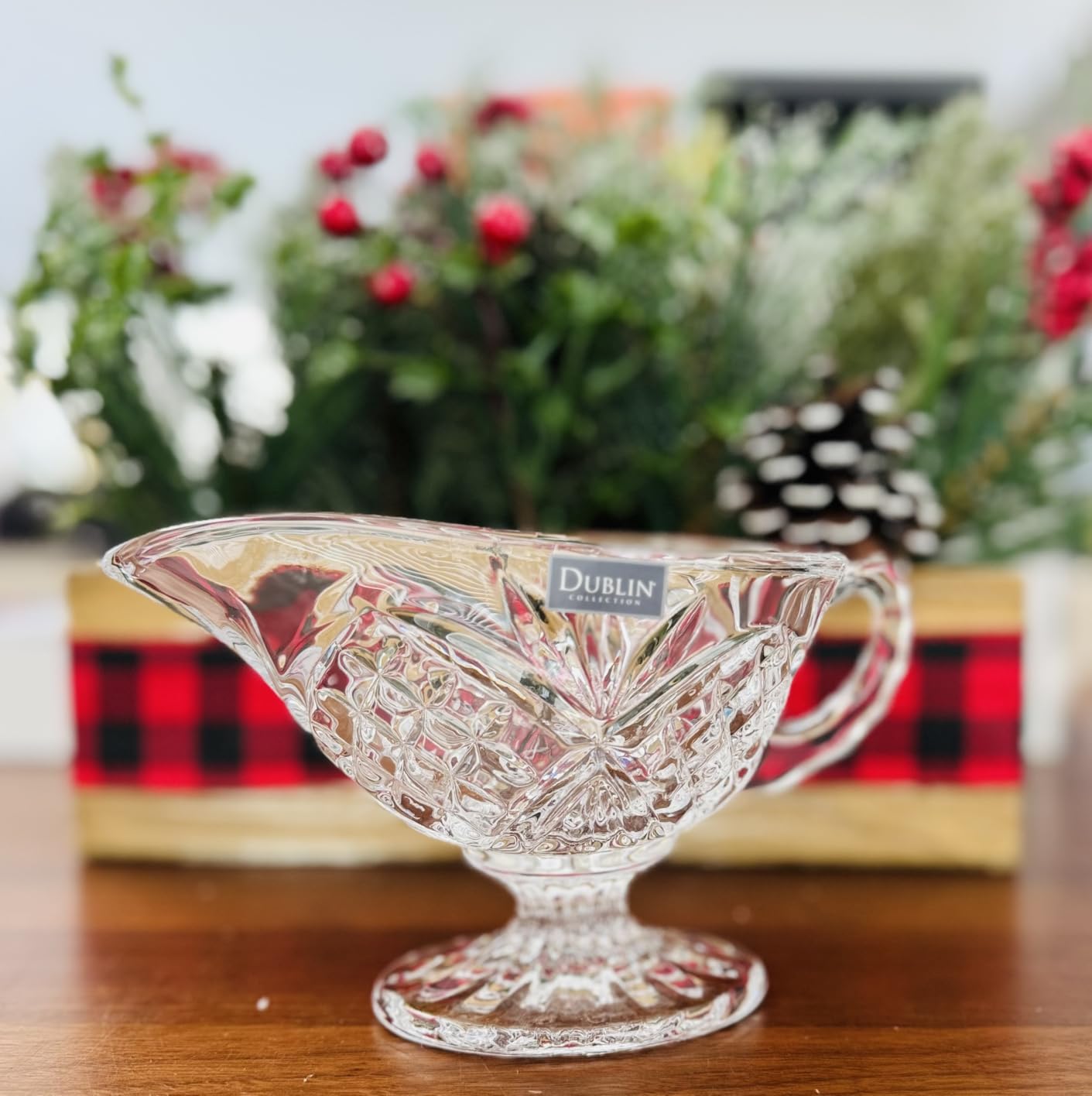 Godinger Gravy Boat Thanksgiving Table Decor Red Holiday Decor, Clear customer photo 1