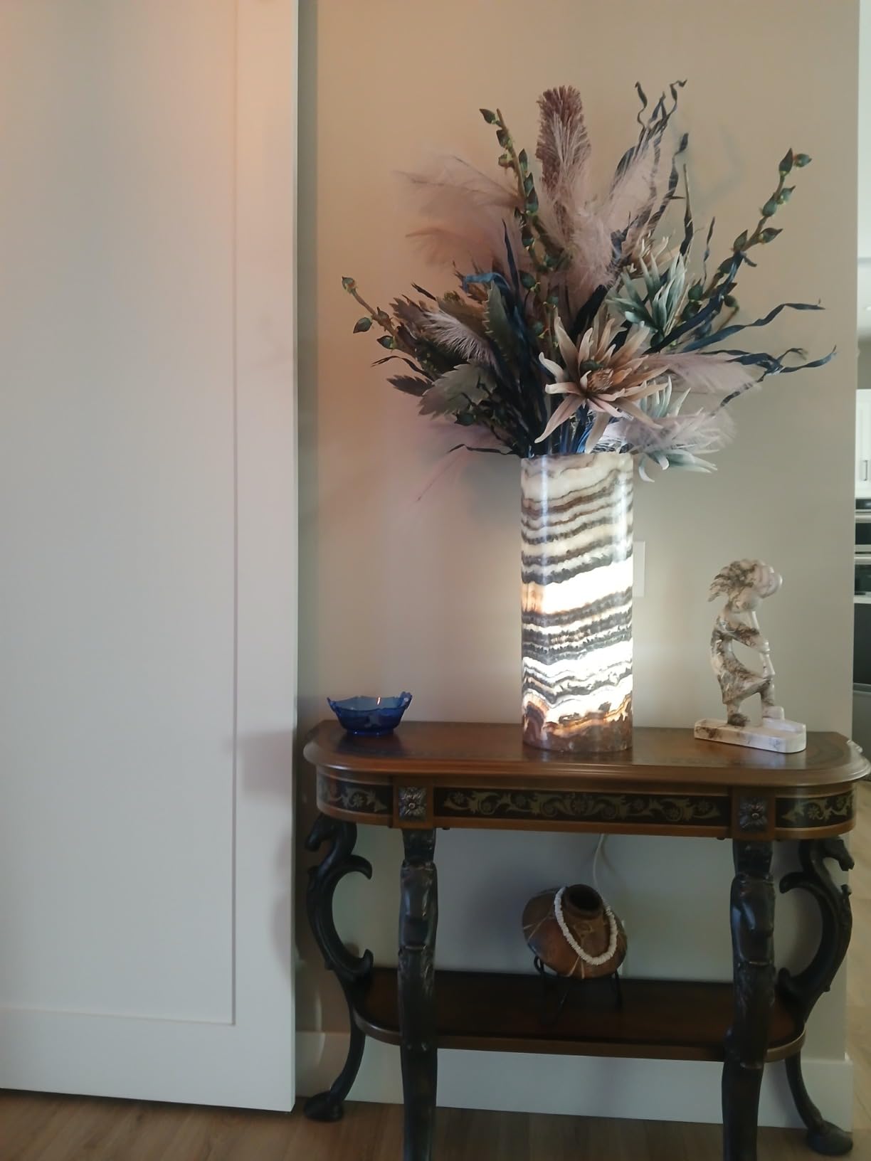 Powell Furniture Masterpiece Floral Demilune Powell Console Table, Brown and Gold 42 x 31.5 x 15.5 customer photo 1