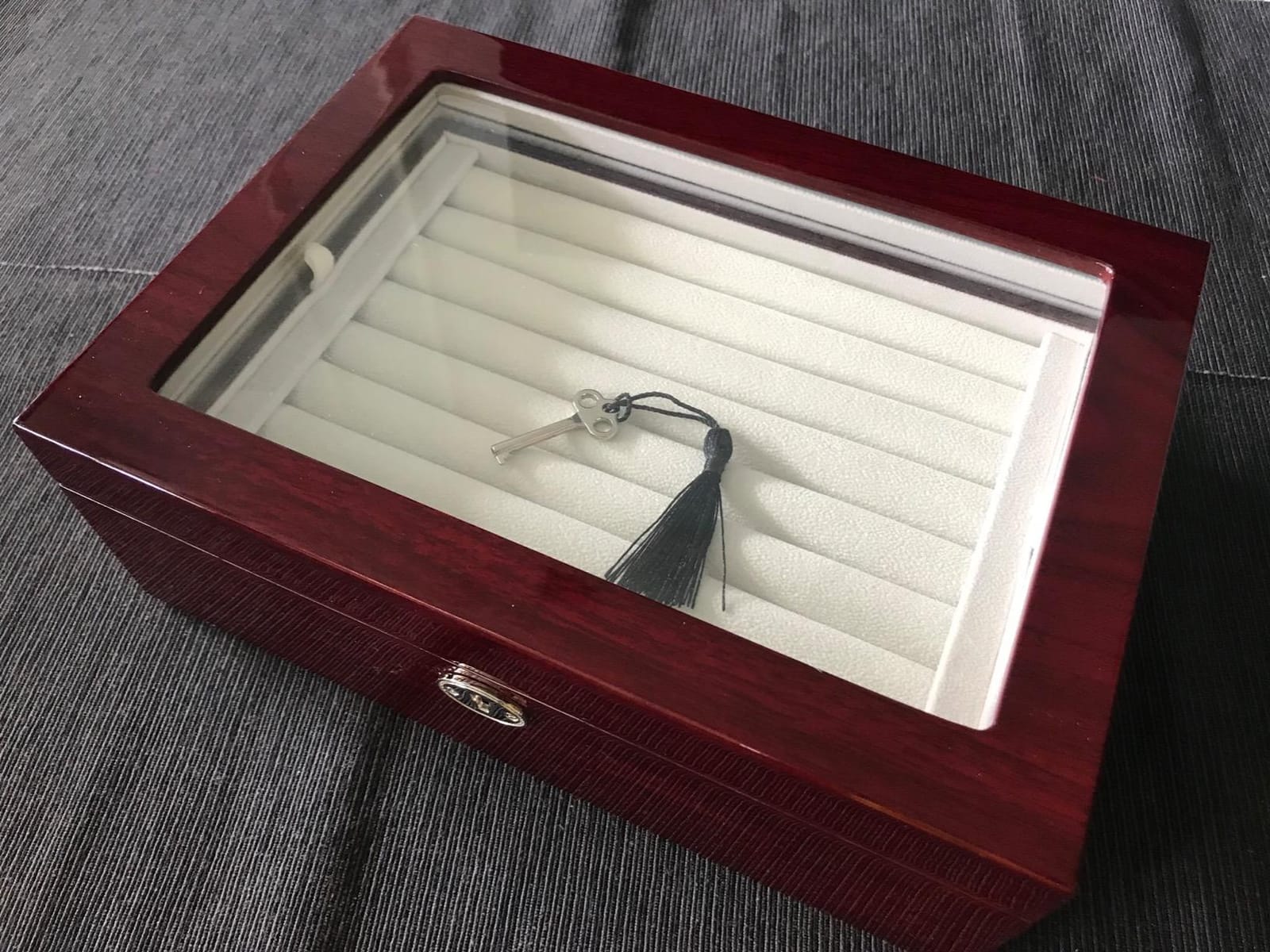 Cuff-Daddy Large Cufflinks Box Storage Case for Men - Mahogany Double Layer Cufflinks Holder Lapel Pins Rings - Double Decker Jewelry Cufflink Display Organizer with Glossy Piano Finish customer photo 2