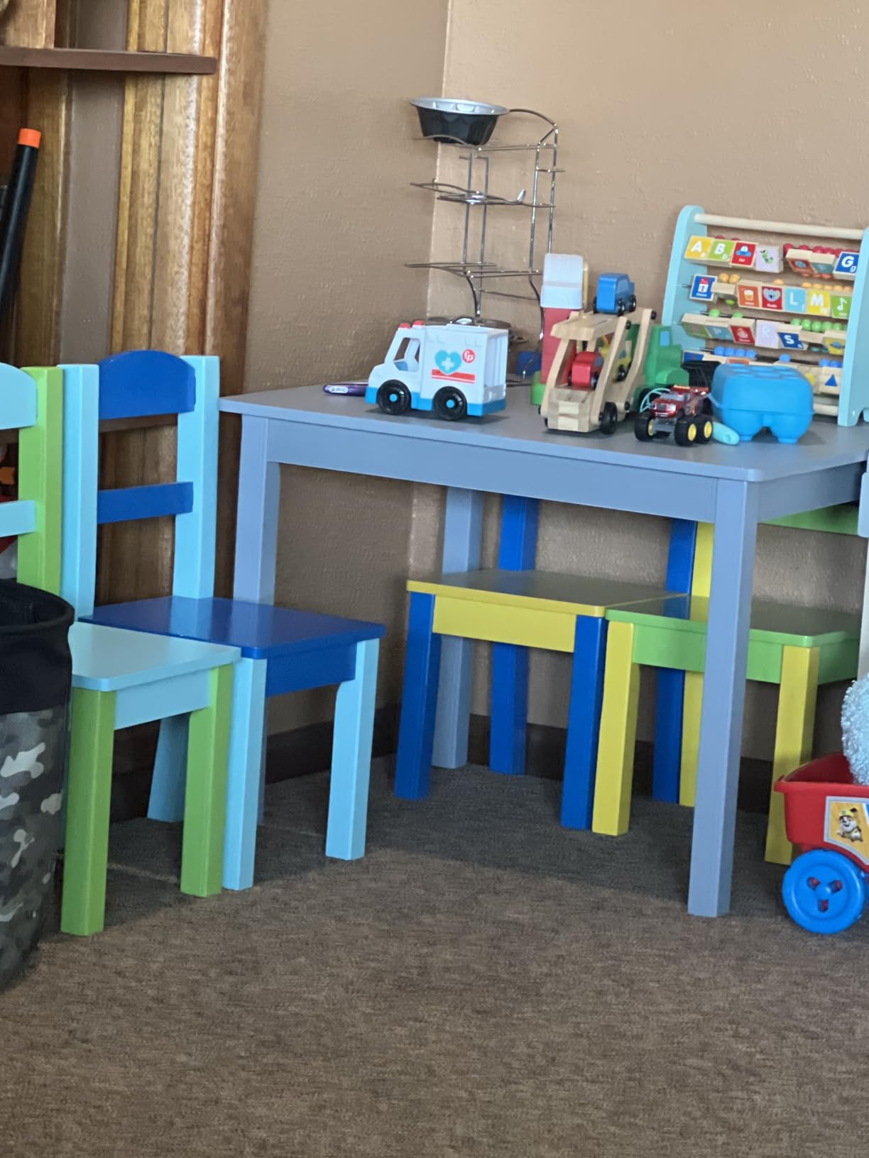 Humble Crew Toddler Table and Chair Set for Kids, Wood Activity Furniture | Sturdy 5 piece playroom or bedroom desk, perfect size for crafts, snacks, homework, and learning, includes 4 matching seats customer photo 2