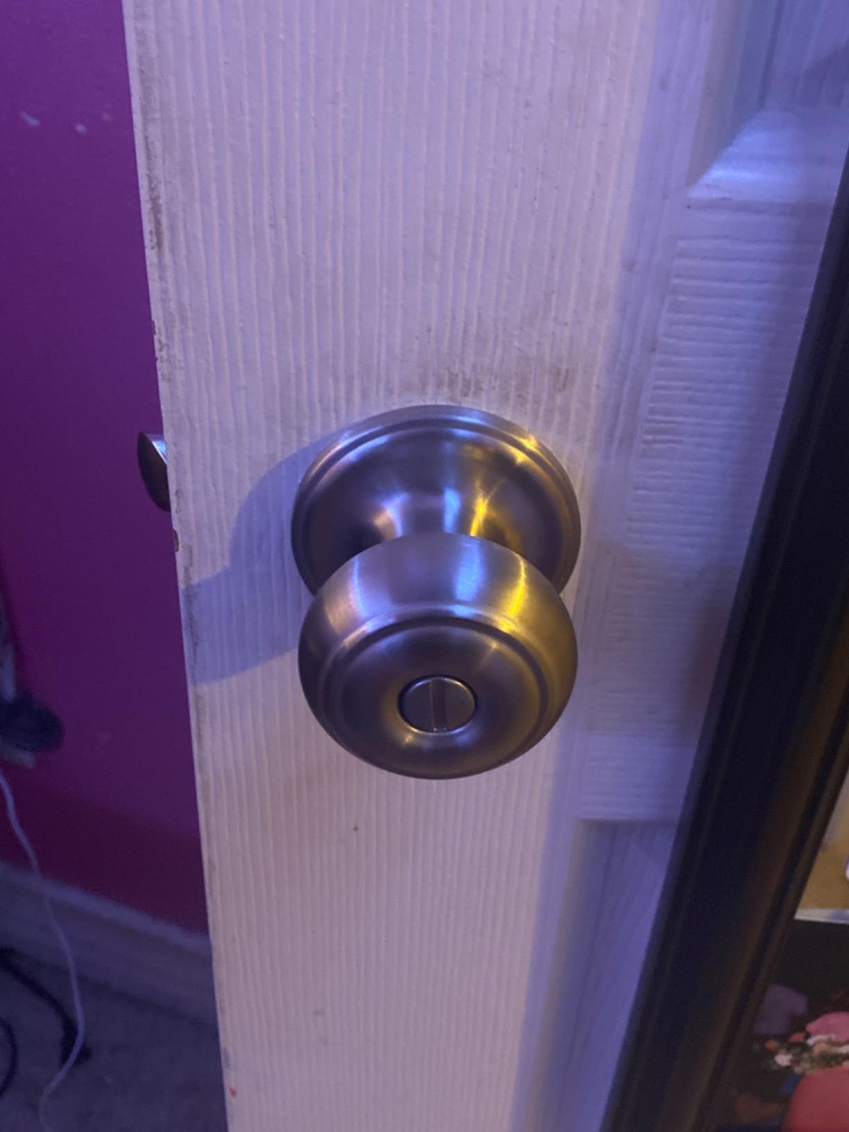 Copper Creek Colonial Privacy Interior Door Knob - ANSI Grade-3 Certified, Modern Heavy Duty Handle, Easy Install and Reversible for Bedroom, Bathroom and Closets - Satin Stainless (1 Pack) customer photo 2
