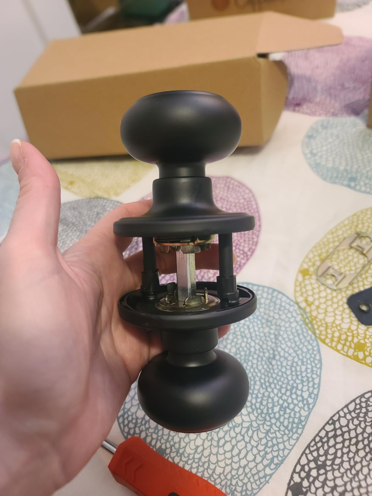 Copper Creek Colonial Privacy Interior Door Knob - ANSI Grade-3 Certified, Modern Heavy Duty Handle, Easy Install and Reversible for Bedroom, Bathroom and Closets - Matte Black (1 Pack) customer photo 1
