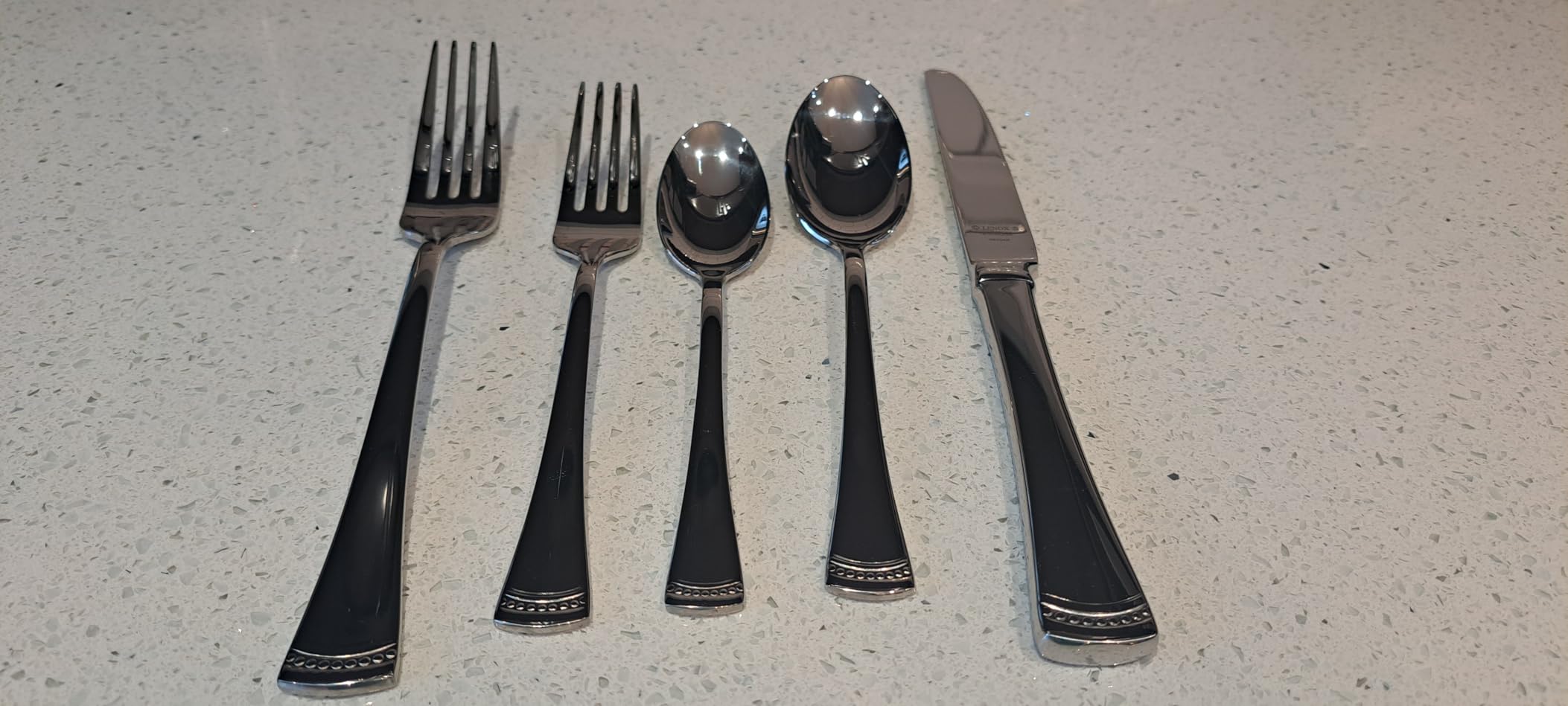 Lenox Portola 65-Piece 18/10 Silverware Set for 12, Flatware | mirror finish, dishwasher safe | includes serving spoons and utensil set | heavy duty, cutlery set for kitchen and dining customer photo 2