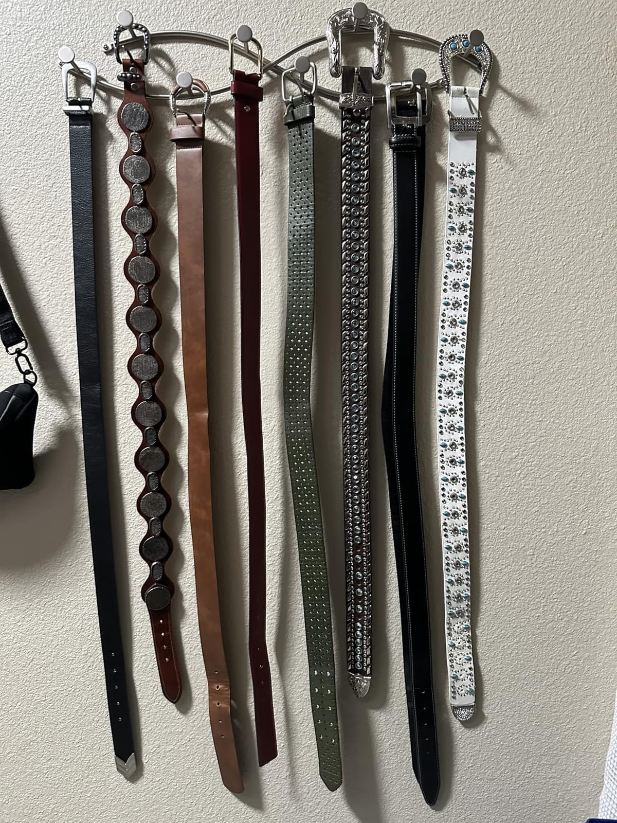 Spectrum Sweep Decorative Metal Coat Rack 8 Hook Wall Mounted Hook Rail for Hanging Coats Hats Bags and More, Easy Install Heavy Duty Steel Organizer for Entryway Bathroom Bedroom Decor, Satin Nickel customer photo 1