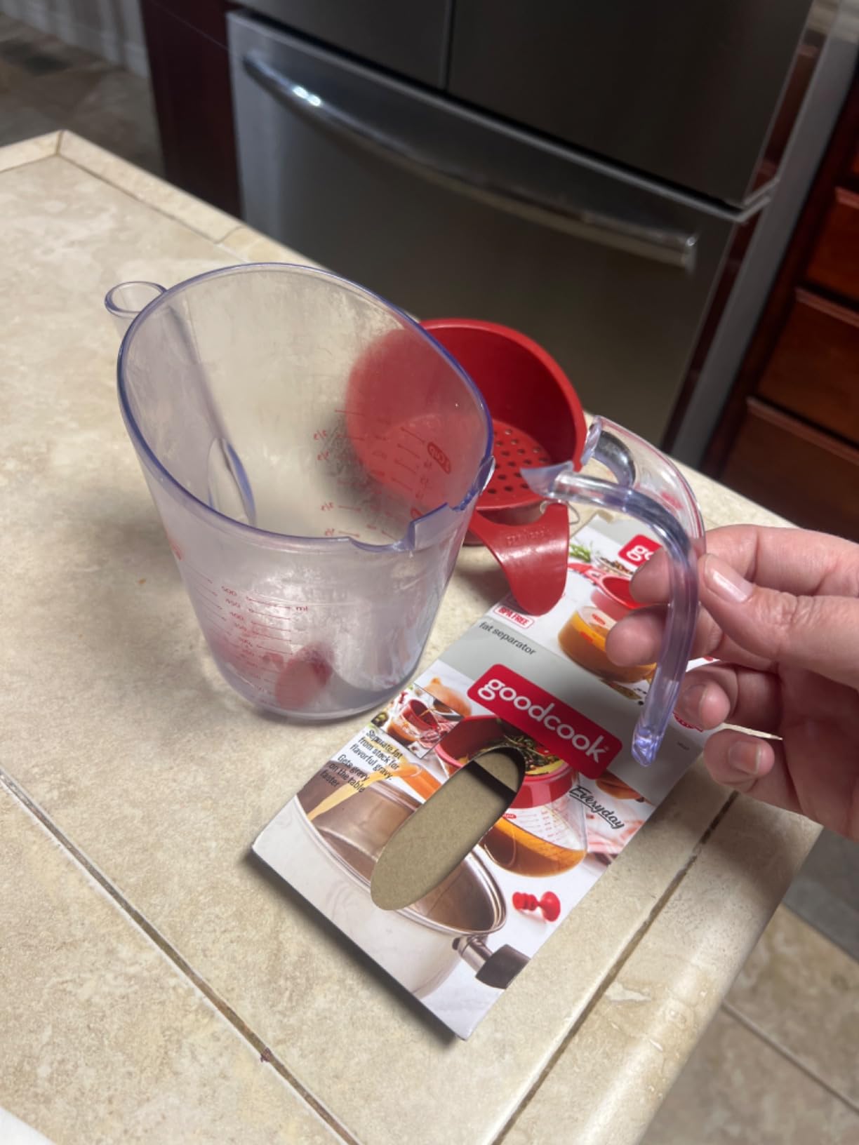GoodCook Everyday Fat Separator for Cooking, 2-Cup Heat-Resistant Separator with Pour Spout, Bottom Release Fat Separator for BBQ and Gravy, Strainer and Silicone Stopper for Mess-Free Use customer photo 2