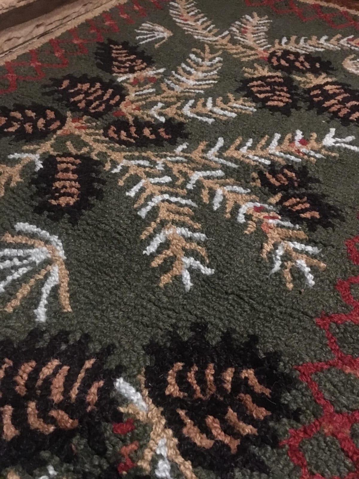 Plow & Hearth 2'x4' Hooked Pine Cone Fireproof Hearth Rug |100% Wool Fireplace Mat | Protect Home Decor Hardwood Floor and Carpet from Sparks and Embers Wood Stove customer photo 2
