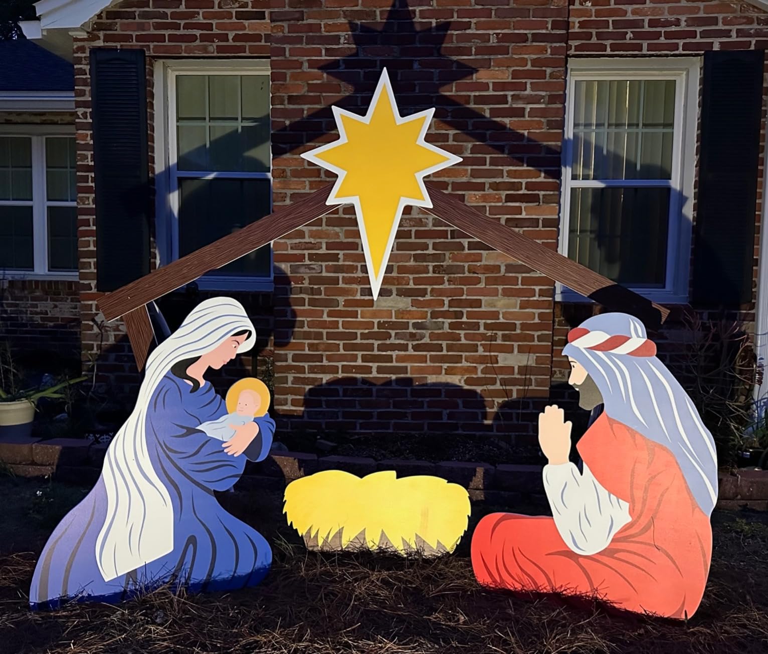 Holy Family Nativity Scene - 3 Weatherproof Nativity Set Figures for Outdoor Christmas Decoration - Easy to Assemble & Store - Standard, White customer photo 2
