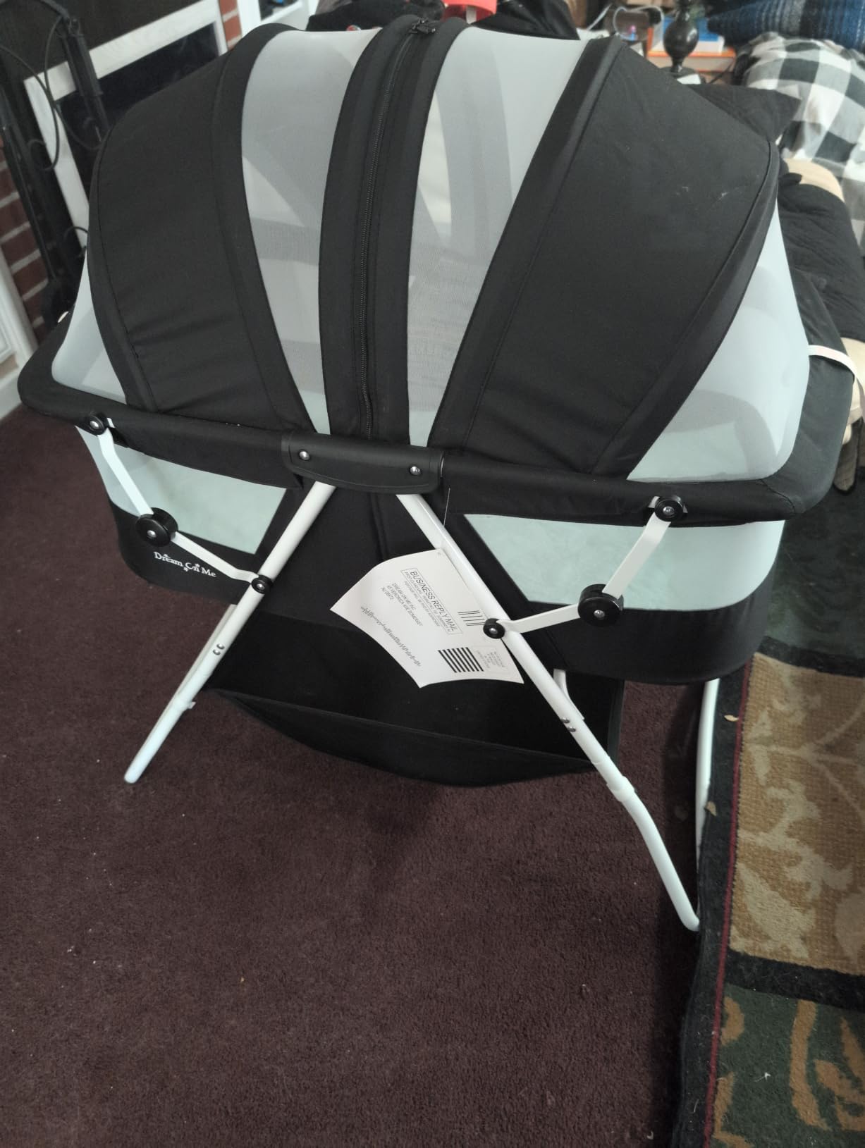 Dream On Me Karley Portable Infant Bassinet, Double Mesh Canopy, Blue/Grey | Quick Foldable Travel Bassinet with Storage Basket, Mattress Pad Included, Lightweight, For Indoor Outdoor Use, BSA Verified customer photo 2