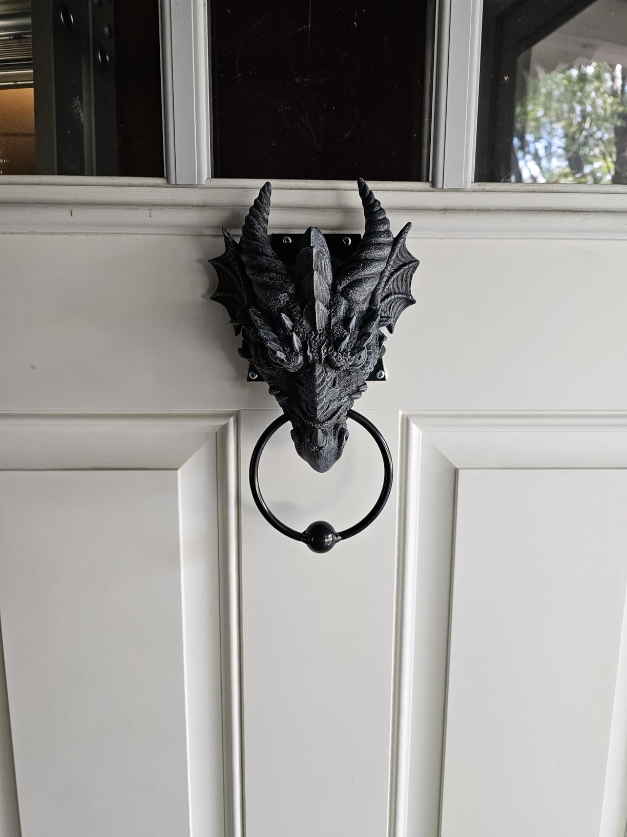 Gothic Dragon Door Knocker Cast Iron Finish customer photo 1