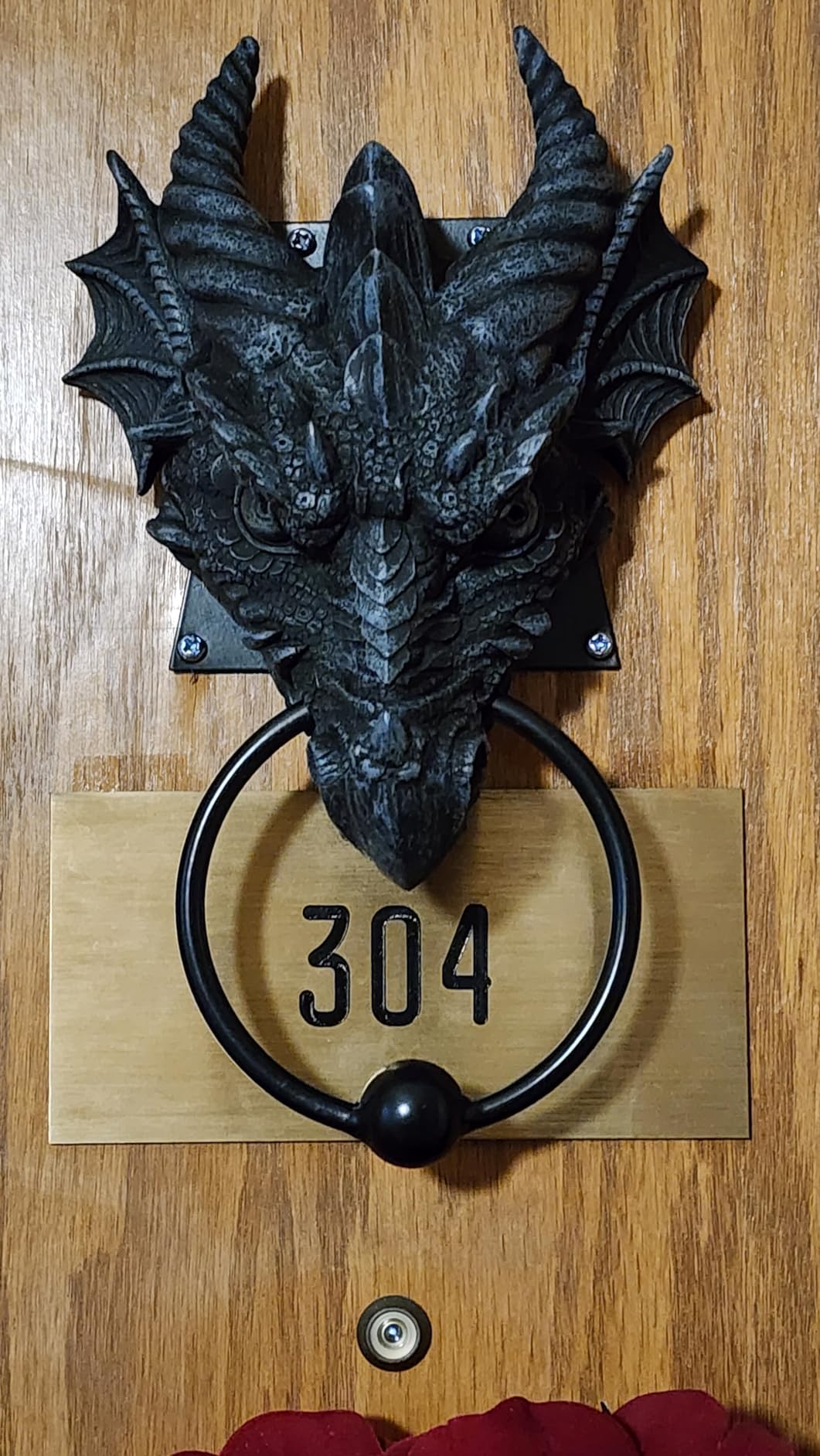 Gothic Dragon Door Knocker Cast Iron Finish customer photo 2