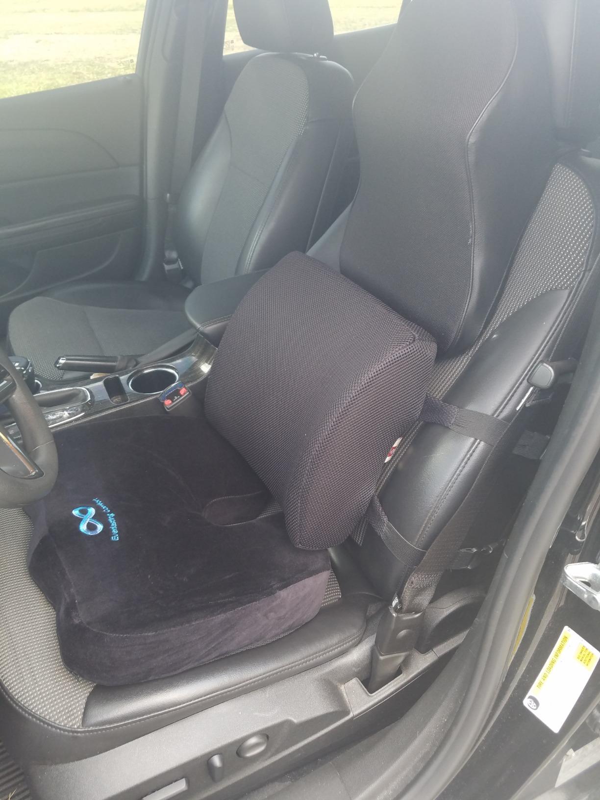 Lumbar Pillow for Chair and Car, Back Support for Office, Memory Foam Cushion with Mesh Cover - Black customer photo 2