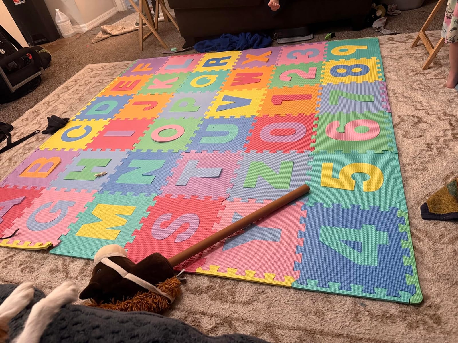 ProSource Kids Puzzle Alphabet, Numbers, 36 Tiles and Edges Play Mat, 12