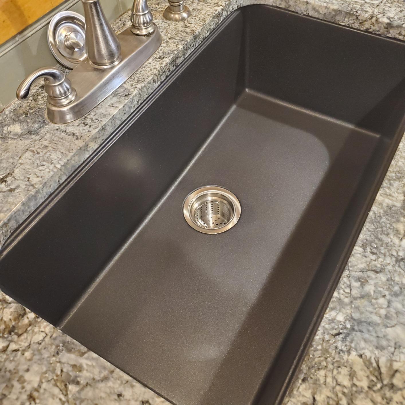 KRAUS Black Onyx 31 in Undermount Granite Kitchen Sink KGU-413B | Quartz composite, heat-safe, non-porous stain resistance customer photo 2