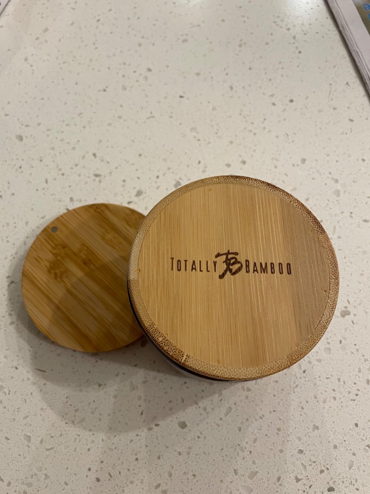 Totally Bamboo Salt Cellar with Swivel Lid, Salt Container for Countertop - Salt engraved lid for easy identification, magnetic swivel design opens with one hand customer photo 1