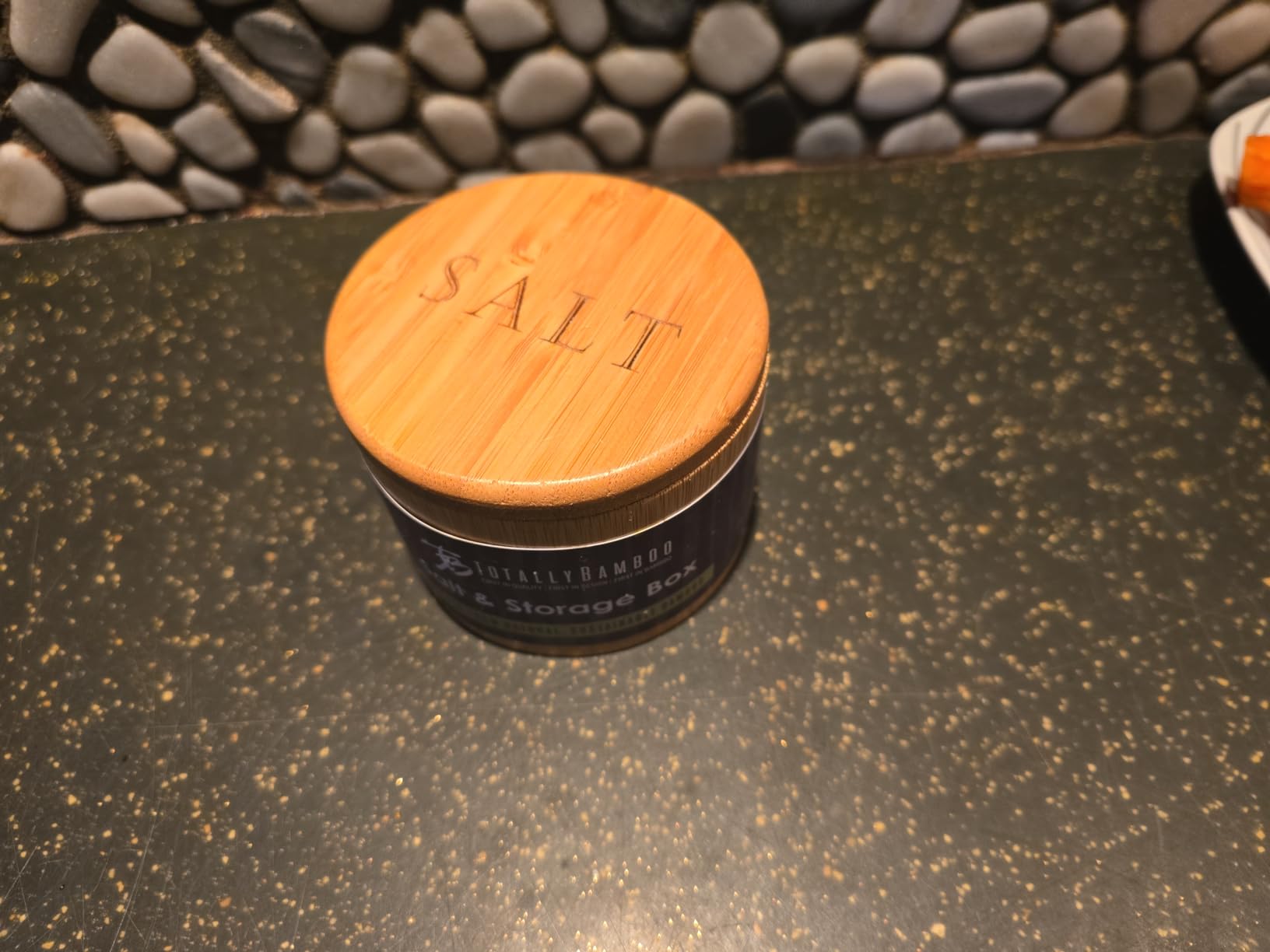 Totally Bamboo Salt Cellar with Swivel Lid, Salt Container for Countertop - Salt engraved lid for easy identification, magnetic swivel design opens with one hand customer photo 2