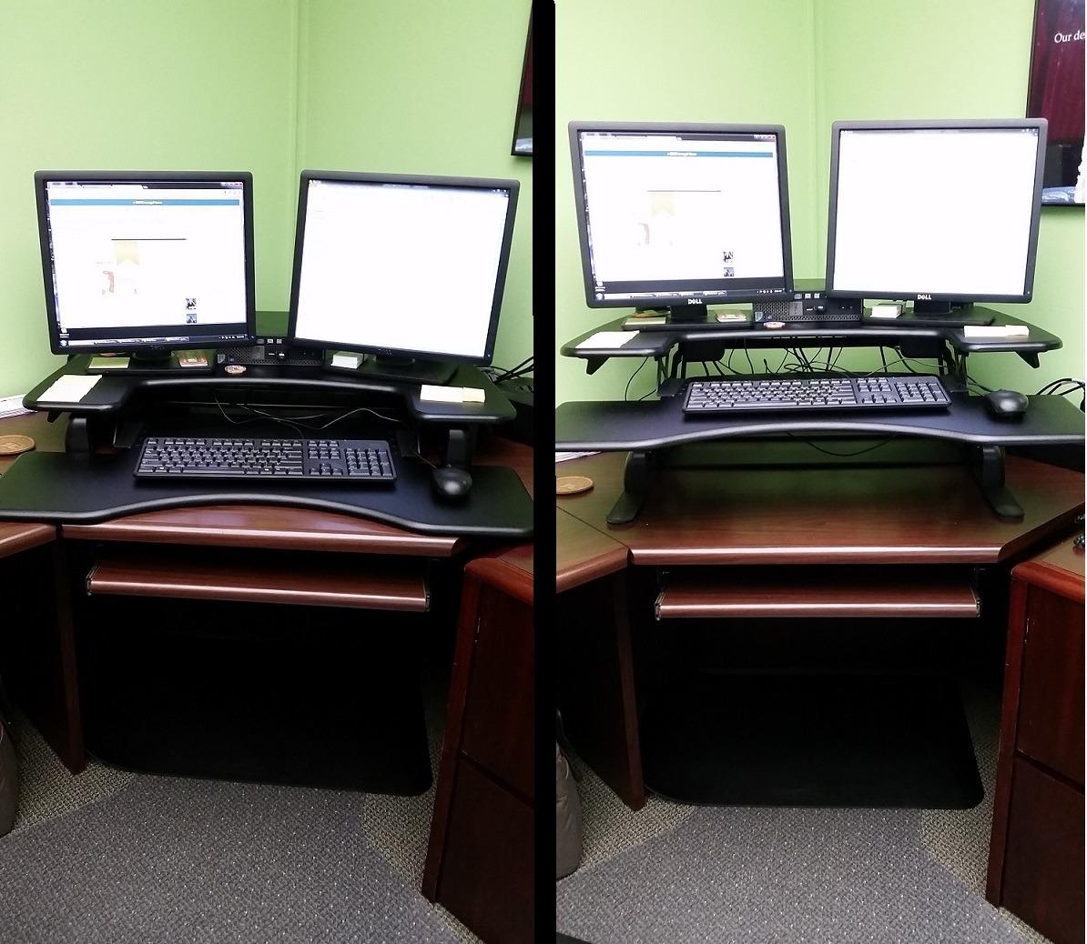 Vari VariDesk Pro Plus 36 - Adjustable Desk Converter with 11 Height Settings - Laptop Sit Stand Desk Riser for Home Office, Table Tops, Workspace - Fully Assembled with Spring Loaded Lift - Black customer photo 2