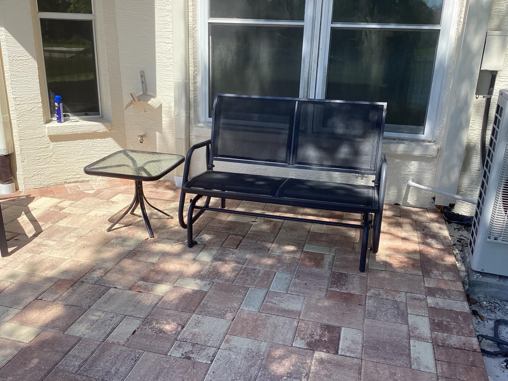 Outsunny 2-Person Outdoor Glider Bench with Steel Frame, Black | Double Swing Rocking Chair, Loveseat, for Outside Patio, Backyard, Garden, Porch, Powder Coated customer photo 1