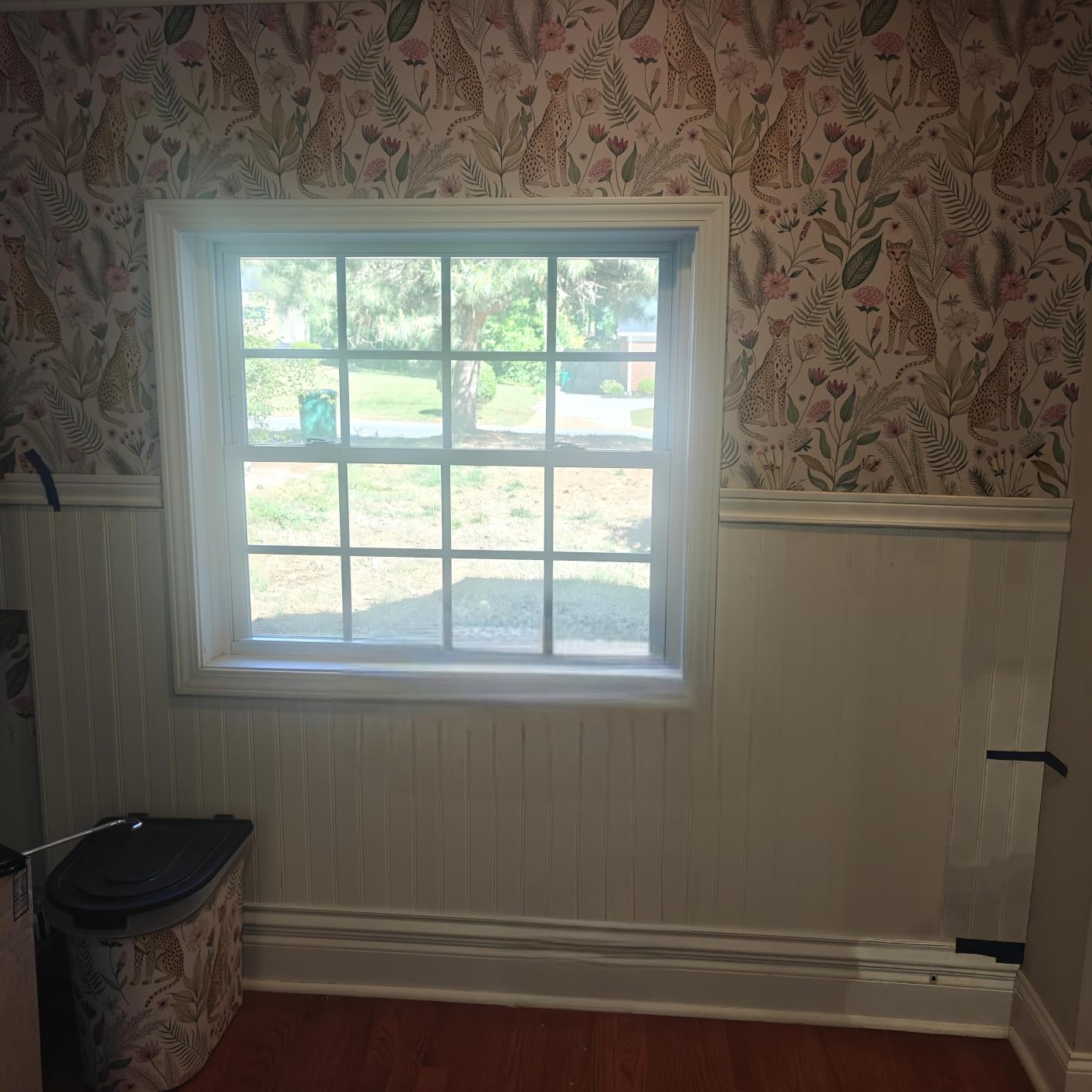 PVC Wainscoting Trim Kit, Waterproof Chair Rail & Base Molding, White, 2-Pc | Waterproof PVC wainscoting trim, chair rail & base molding for beadboard & shiplap wall panels. Easy install, no tools. customer photo 1