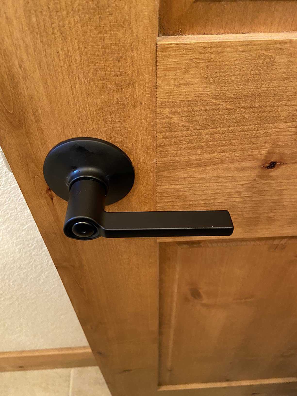 SCHLAGE Latitude Bed/Bath Privacy Door Handle with Lock, Matte Black | Interior bedroom or bathroom door lever with push button lock, Reversible, Easy install, Certified durability, Universal fit customer photo 2