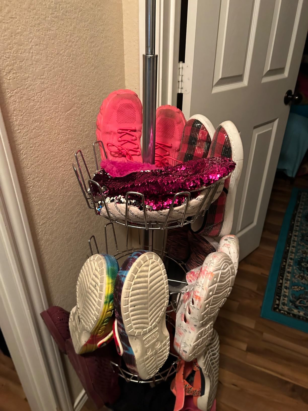 Household Essentials 2139-1 Metal Four-Tier Adjustable Revolving Shoe Rack | Holds up to 24 Pairs of Shoes | Antique Bronze Finish customer photo 2