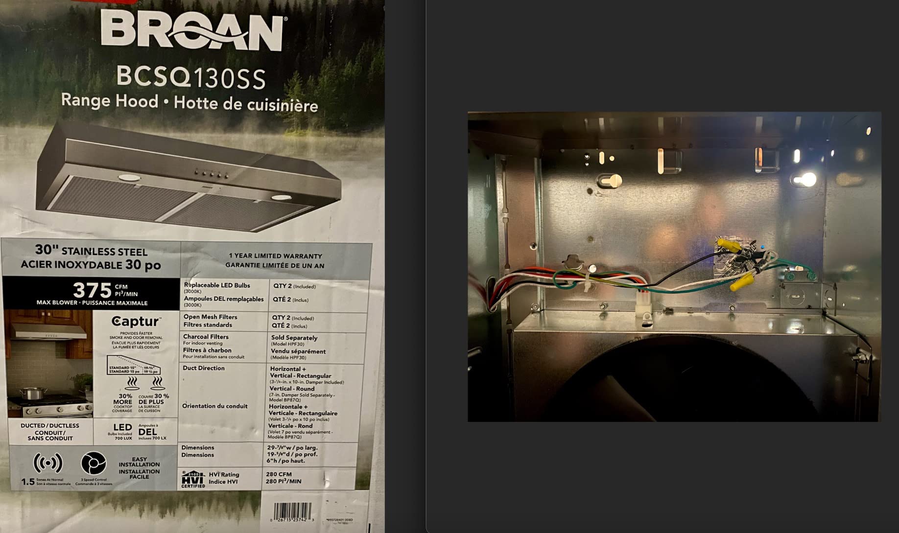 Broan-NuTone BCSQ130SS Three-Speed Glacier Under-Cabinet Range Hood with LED Lights ADA Capable, 1.5 Sones, 375 Max Blower CFM, 30-Inch, Stainless Steel customer photo 1
