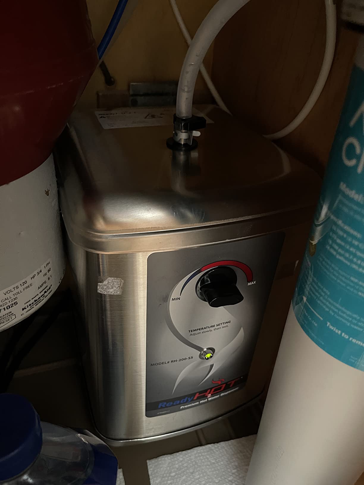 Ready Hot Manual Dial Instant Hot Water Dispenser, Hot & Cold Faucet Nickel | Instant Near-Boiling Water, Manual Dial 140-200°F, 2.5-Qt Tank, Dual Hot And Cold Brushed Nickel Faucet (41-RH-200-F560-BN) customer photo 1